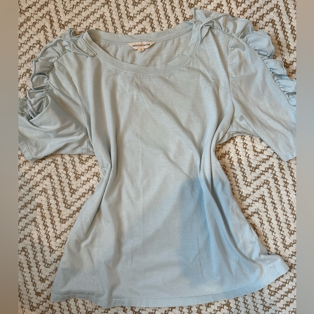 Rebecca Taylor Light Baby Blue Tee; Small